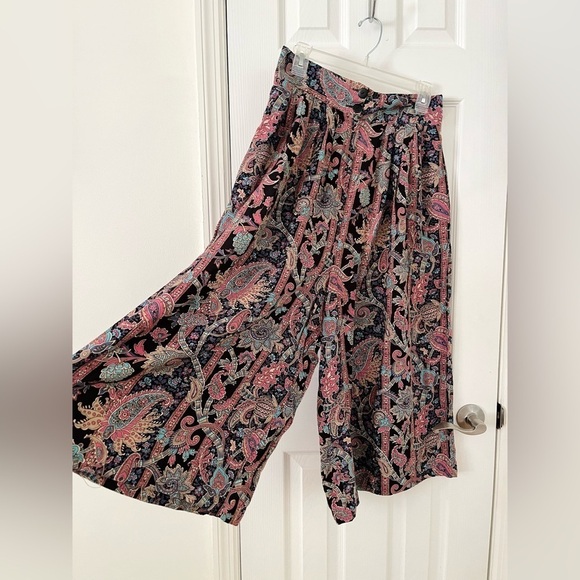 Vintage NY Clothing Co paisley pink black blue palazzo pant set- Size Large - Picture 9 of 13
